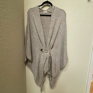 World Market Blanket Wrap Shawl Poncho Sweater Tie Belted Light Tan One Size